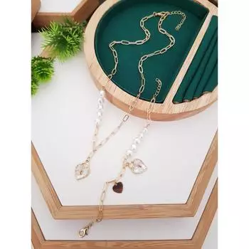 Комплект из ожерелья и браслетов из розового золота в подарок для женщин adjustable