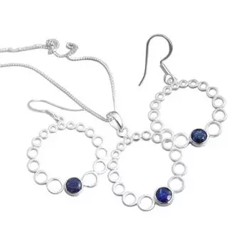 Комплект из ожерелья и серег Arisha Silver Sapphire из стерлингового серебра синий