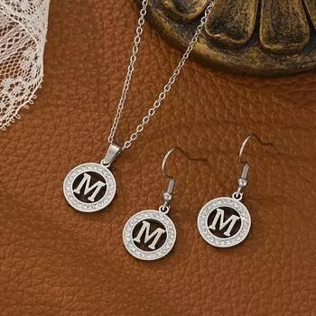 Комплект из ожерелья и серег из нержавеющей стали с ажурными буквами, настраиваемые женские украшения, современные уличные аксессуары
