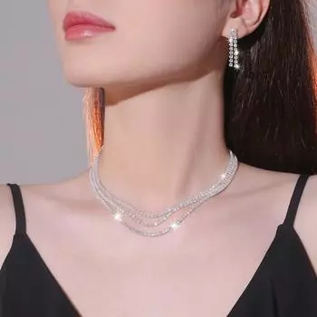 Комплект из ожерелья и сережек со стразами, подходящий для жены, годовщины свадьбы, подруги, подарка на День святого Валентина