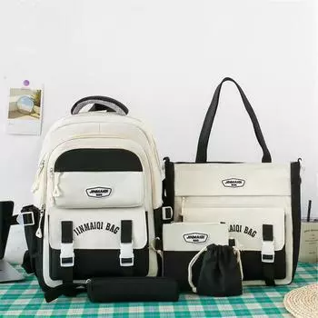 Комплект из пяти рюкзаков для женщин, большая вместимость школьной сумки, цветной студенческий рюкзак фиолетовый