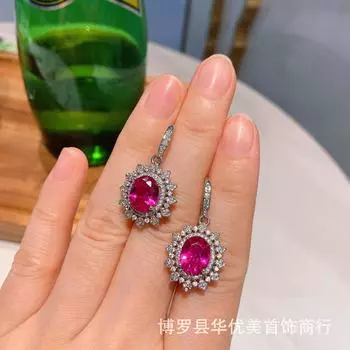 Комплект из рубинов, новая подвеска, серьги-гвоздики, свадебные украшения, ретро-комплект из трех предметов.