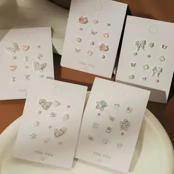 Комплект из серебряных серег-игл Sweet Bow Geometric Love: Шикарные и универсальные серьги для женщин