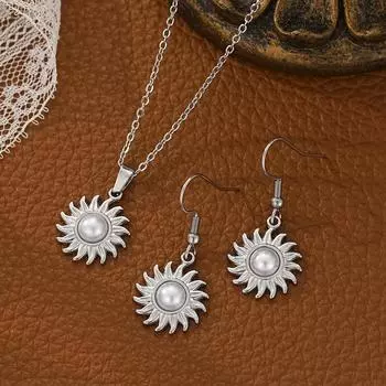 Комплект из серег и подвески из нержавеющей стали «Подсолнух», женские летние украшения в стиле бохо, дизайн, вдохновленный природой
