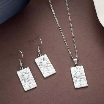 Комплект из серег и подвески Radiant Star из нержавеющей стали, ювелирные изделия Starburst CZ для женщин, дизайн «Космическое ночное небо»