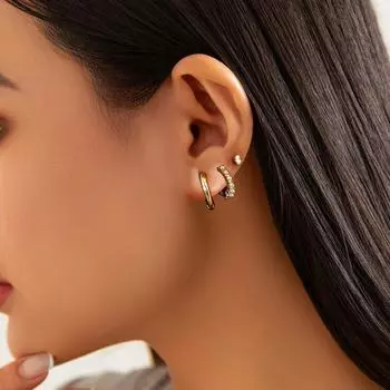 Комплект из серег из евро-американского бриллиантового жемчуга и металла неправильной формы 5526