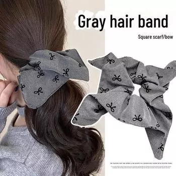 Комплект из серого банта для волос и повязки на голову в корейском стиле F1356 чёрный