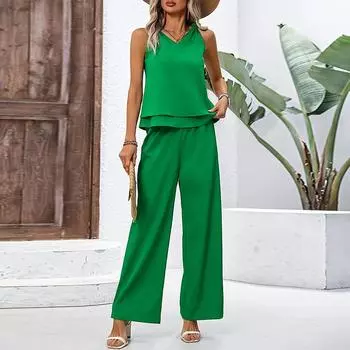 Комплект из широких брюк в стиле летнего отпуска 2025 года S