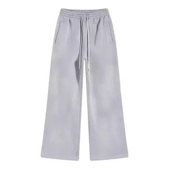 Комплект из толстовки и спортивных штанов из окрашенного распылением бархата с чернильными пятнами белого цвета 2024 года Trousers, XXL светло-серый