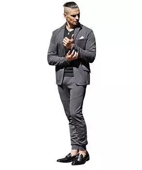 Комплект из толстовки, верха и низа, итальянский воротник, приталенный пиджак, воротник-стойка, узкие спортивные брюки, спортивные штаны Joker XL, угольный [Sam Dif] для мужчин древесный уголь