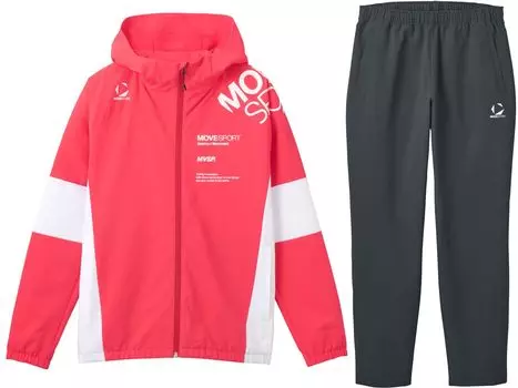Комплект из тонкого трикотажного верха и низа Move Sport Sunscreen Stretch Fabric SUNSCREEN TAIKYU Alphabet RDWHxBK00 Red x [Move Sports] Hoodie/Batties
