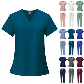 Комплект из топа и брюк-карго из крутой эластичной ткани SCRUBS, женские дышащие халаты, униформа для лаборатории M