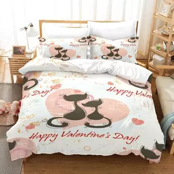 Комплект из трех частей для цифровой печати на одеяле Animal Cat GB-Single135cm200cm 2pcs