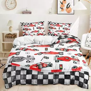 Комплект из трех частей стеганого одеяла с гоночной машиной, комплект из двух частей постельного белья с цифровой печатью 135 * 200 (two-piece set) 90g