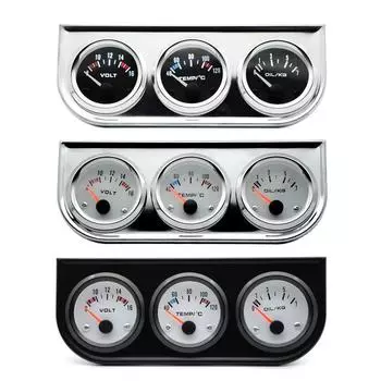 Комплект из трех датчиков, электрический вольтметр, температура воды, давление масла для модифицированных бензиновых моделей автомобилей чёрный