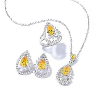 Комплект из трех предметов «Капля воды», серьги-кольца с красными камнями, комплект ожерелья «Капля воды» Open Ring золотой