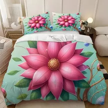 Комплект из трех предметов с 3D цифровой печатью, Пододеяльник, Простыня, Наволочка 135cm * 200cm (three-piece set)