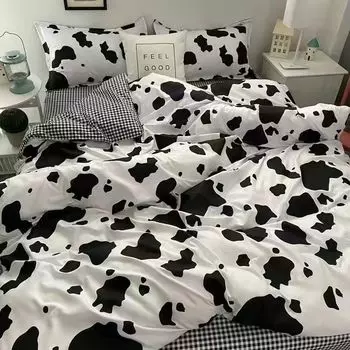 Комплект из трех простыней из стираного хлопка с рисунком «Бабочка» из четырех предметов, простыня для студенческого общежития 1.2m 3pcs черный белый