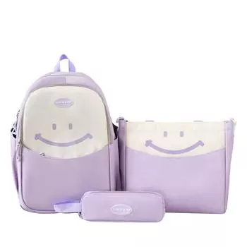 Комплект из трех рюкзаков, большая вместимость, школьный рюкзак для студента, легкий женский рюкзак фиолетовый
