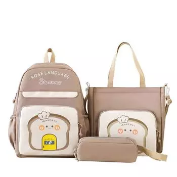 Комплект из трех рюкзаков для школьников, рюкзак для мальчиков и девочек, большой вместимости, детский рюкзак с героями мультфильмов хаки