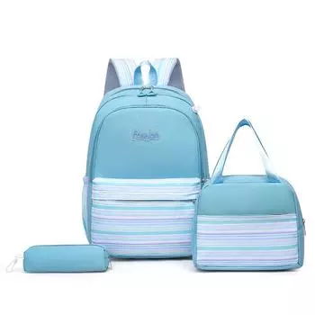 Комплект из трех рюкзаков, женский школьный рюкзак, студенческий рюкзак большой емкости, рюкзак в студенческом стиле с сумкой для ланча и ручкой зелёный