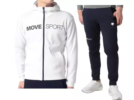 Комплект из верхней и нижней части джерси с капюшоном Move Sport WHxNV White x [DESCENTE] SFTECH куртка/брюки DMMTJF11/DMMTJG11 (XA, ВМС)