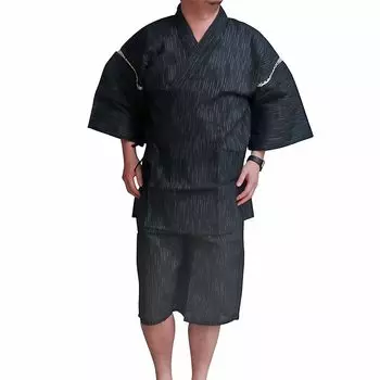 Комплект из верхней и нижней части Jinbei большого размера 3 л 4 л 5 л черный темно-синий однотонный полосатый японский узор стильная мужская домашняя одежда Jinbei (Модель D, L)