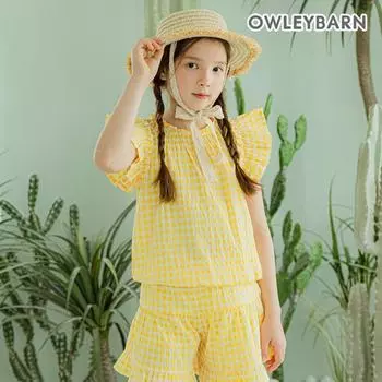 Комплект из верхней и нижней ткани в клетку Olivan Lemon, желтый Yellow/130