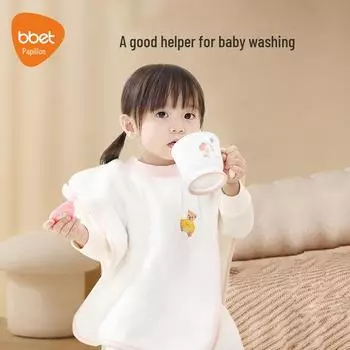 Комплект из водонепроницаемого детского нагрудника и полотенец для мытья: Хлопок, не промокает, бережно относится к чистке зубов и слюне