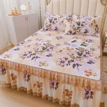 Комплект из высококачественного кружевного покрывала и наволочек - защитный чехол для матраса, пригодный для машинной стирки 0.9x2m Bed [Single Skirt]