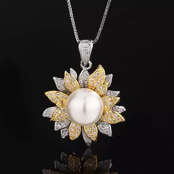 Комплект из жемчуга, имитация натурального пресноводного жемчуга, кулон, кольцо, серьги-гвоздики из серебра 925 пробы с жемчужными иглами, двухцветное гальванопокрытие