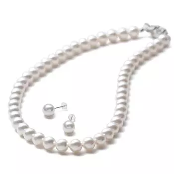 Комплект из жемчужного ожерелья 8 мм, серьги из 18-каратного золота, платиновые серьги, серебро, платина [VOTRE COUTURE] (42, серьги)