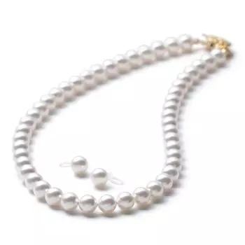 Комплект из жемчужного ожерелья 8 мм, серьги из золотой смолы, серьги из смолы [VOTRE COUTURE] (39, Серьги)