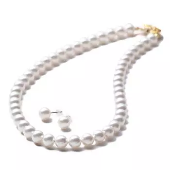 Комплект из жемчужного ожерелья 8 мм, серьги из золота и титана, латунные серьги [VOTRE COUTURE] (45, Серьги)