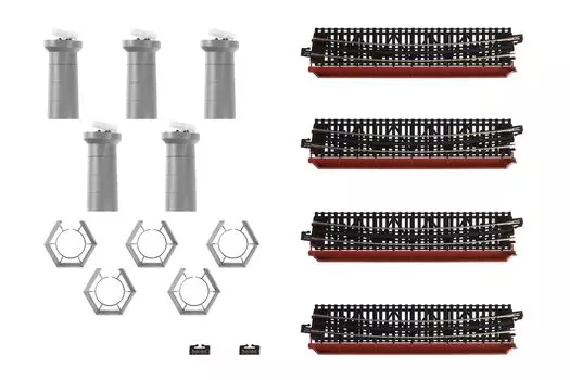Комплект изогнутых железных мостов KATO N-колеи, принадлежности для железнодорожных моделей R481-60°, неэлектрифицированные/ярко-красные 20-824
