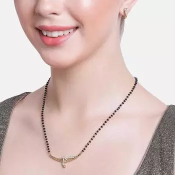 Комплект изысканного позолоченного колье Mangalsutra для женщин Estele с австрийскими кристаллами