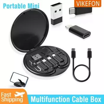 Комплект кабелей-адаптеров для зарядки Multi USB Type C to C 60 Вт USB C для освещения, набор для преобразования USB A и Type C в Micro/Type C/Lightning чёрный