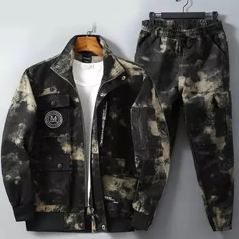 Комплект камуфляжной рабочей одежды для мужчин на весну и осень - износостойкий, устойчивый к пятнам 165 чёрный