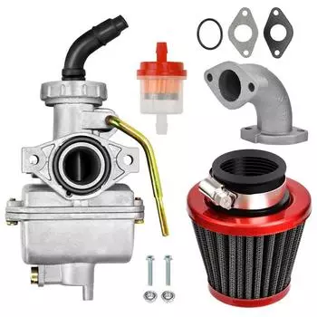 Комплект карбюратора PZ22, комплект впускной трубы фильтра дроссельной заслонки для мотоциклов, внедорожных велосипедов, квадроциклов серебряный серый