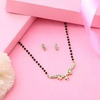 Комплект колье Estele из 24-каратного золота с цветочным принтом Mangalsutra