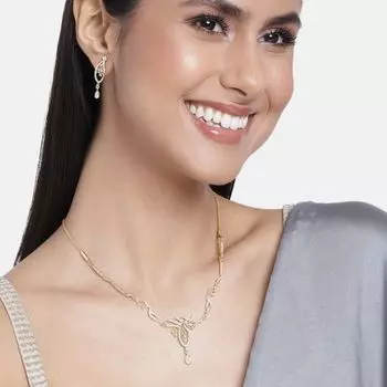 Комплект колье Estele с овальным американским бриллиантом из 24-каратного золота для женщин