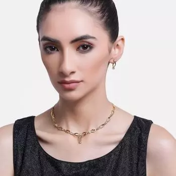 Комплект колье Estele с позолоченным овальным ореолом и американским бриллиантом 24 карата для женщин