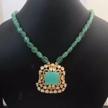 Комплект колье Kundan Polki с серебряной и золотой отделкой