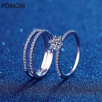 Комплект колец с бриллиантами из 2 предметов, твердый 0,5 карата VVS1, муассанит, белое золото 14 карат, стерлинговое серебро 925 пробы, свадебное обручальное кольцо, наборы обручальных колец