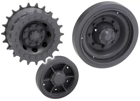 Комплект колес для крейсерского танка Studio British Cromwell, тип 2, пластиковые детали для модели TR35131 T-Rex 1/35 (для Тамии)