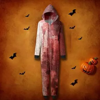 Комплект комбинезона на молнии с капюшоном и длинными рукавами для всей семьи с принтом на Хэллоуин S