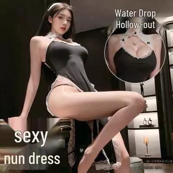 Комплект костюма монахини Man Yan с вырезом-каплей и высокой талией One Size