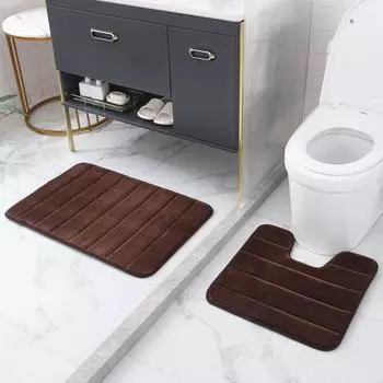 Комплект ковриков для ванной из 3 предметов, коврик для ванной, впитывающий воду, нескользящий, толстый, можно стирать в машине, быстросохнущий коврик для туалета, ковер для душа светло-серый