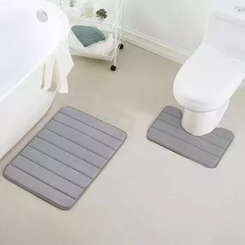 Комплект ковриков для ванной из 3 предметов, коврик для ванной, впитывающий воду, нескользящий, толстый, можно стирать в машине, быстросохнущий коврик для туалета, ковер для душа светло-серый