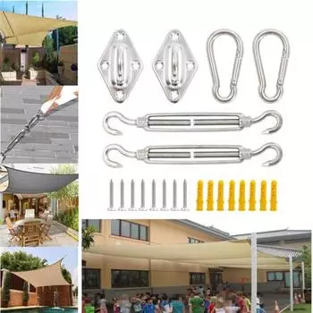 Комплект крепежа для теневого паруса для установки в прямоугольник, треугольник, полный комплект аксессуаров из нержавеющей стали, прочный навес для патио, садовый тент M8